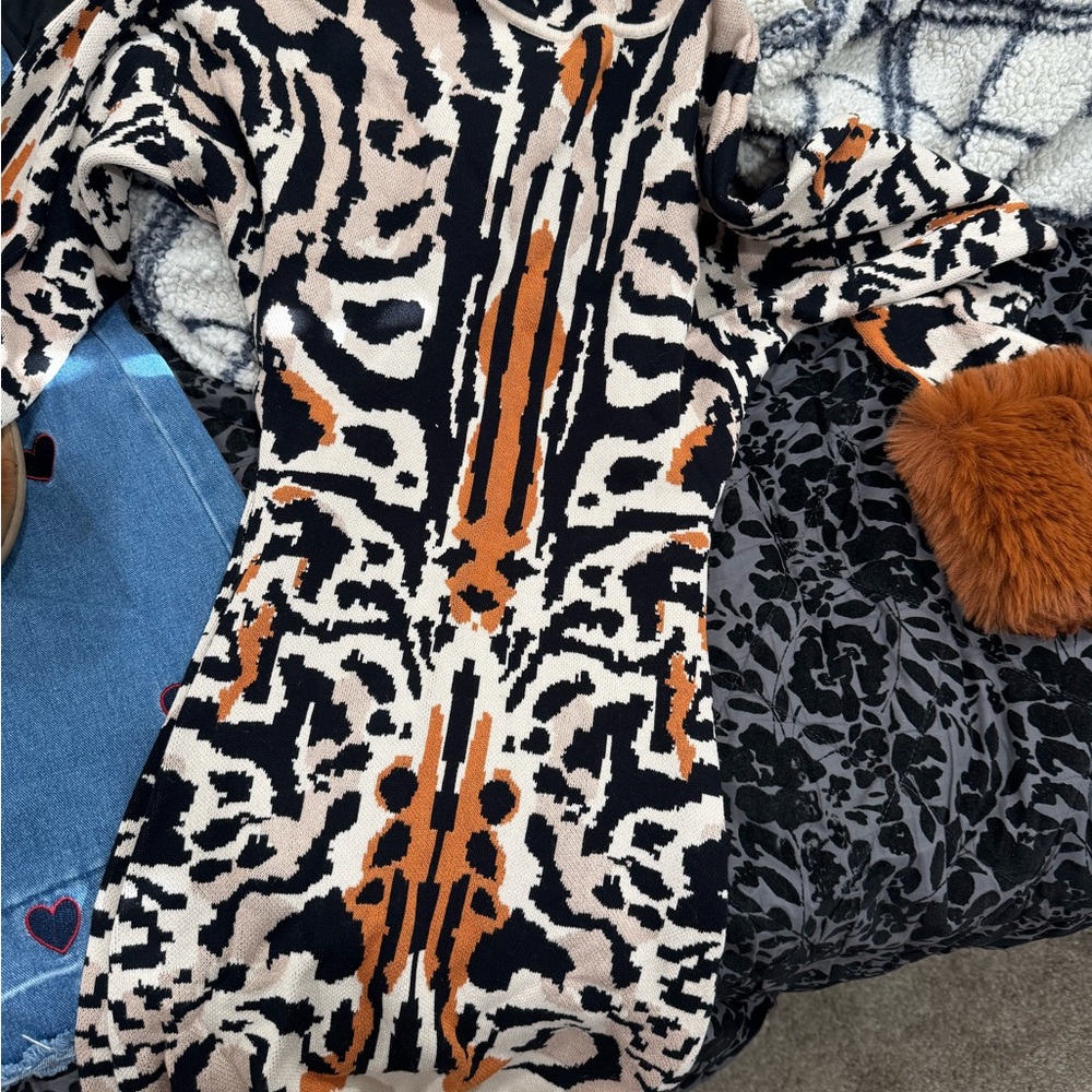 Animal Print Sweater Dress